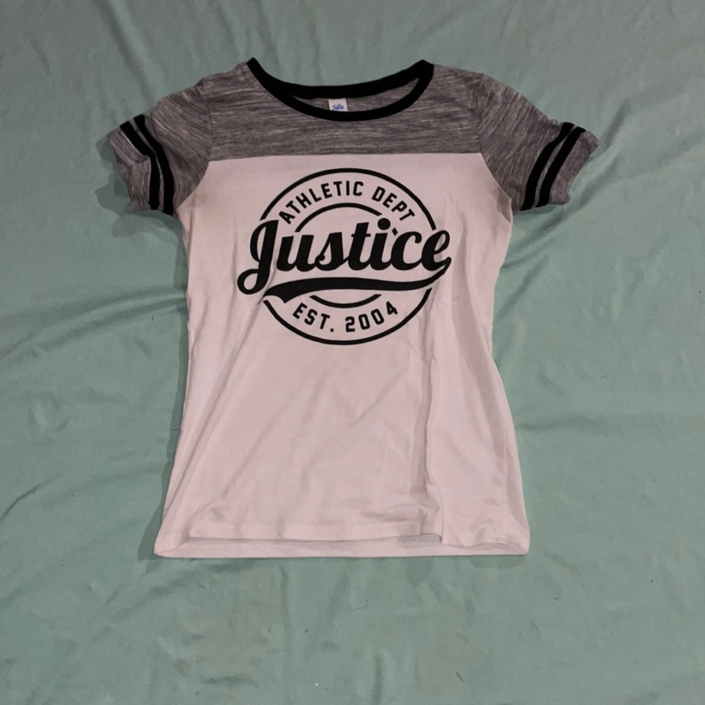 Justice, Size 10, White, Gray, and Black